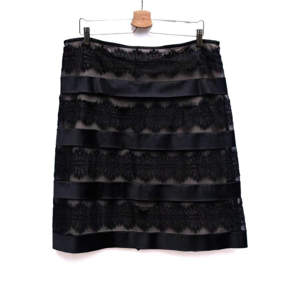 JS Collections Skirt 16‎ Black Satin Lace Over Fairy Grunge Witchy Whimsigoth